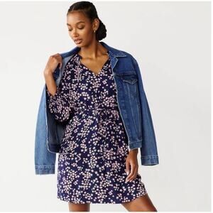 Draper James Floral Three Quarter Sleeve Dress Size S Small Black Multi